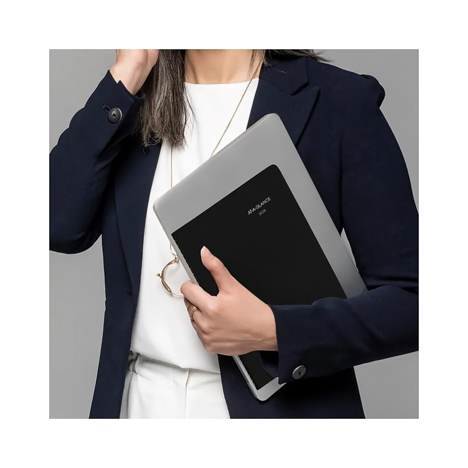 AT-A-GLANCE 2025 DayMinder 8" x 11" Weekly Appointment Book, Faux Leather Cover, Black (G520-00-25) Hot