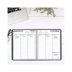AT-A-GLANCE 2025 DayMinder 7" x 8.75" Weekly Planner, Faux Leather Cover, Black (G590-00-25)