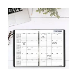 AT-A-GLANCE 2025 DayMinder 8" x 12" Monthly Planner, Faux Leather Cover, Black (G470-00-25)