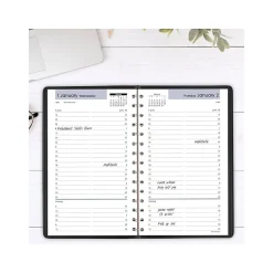 AT-A-GLANCE 2025 DayMinder 5" x 8" Daily Appointment Book, Faux Leather Cover, Black (G100-00-25) Best