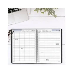 AT-A-GLANCE 2025 DayMinder 8" x 11" 4-Person Daily Appointment Book, Faux Leather Cover, Black (G560-00-25) Best