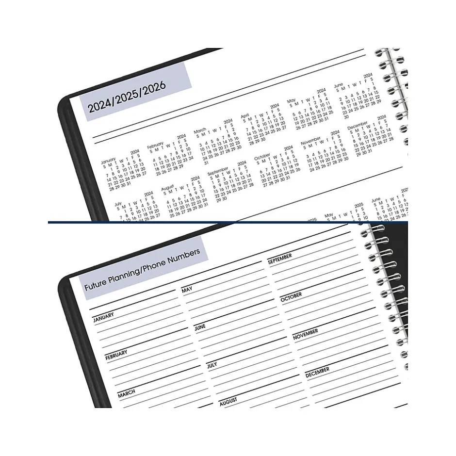 AT-A-GLANCE 2025 DayMinder 8" x 11" 4-Person Daily Appointment Book, Faux Leather Cover, Black (G560-00-25) Best