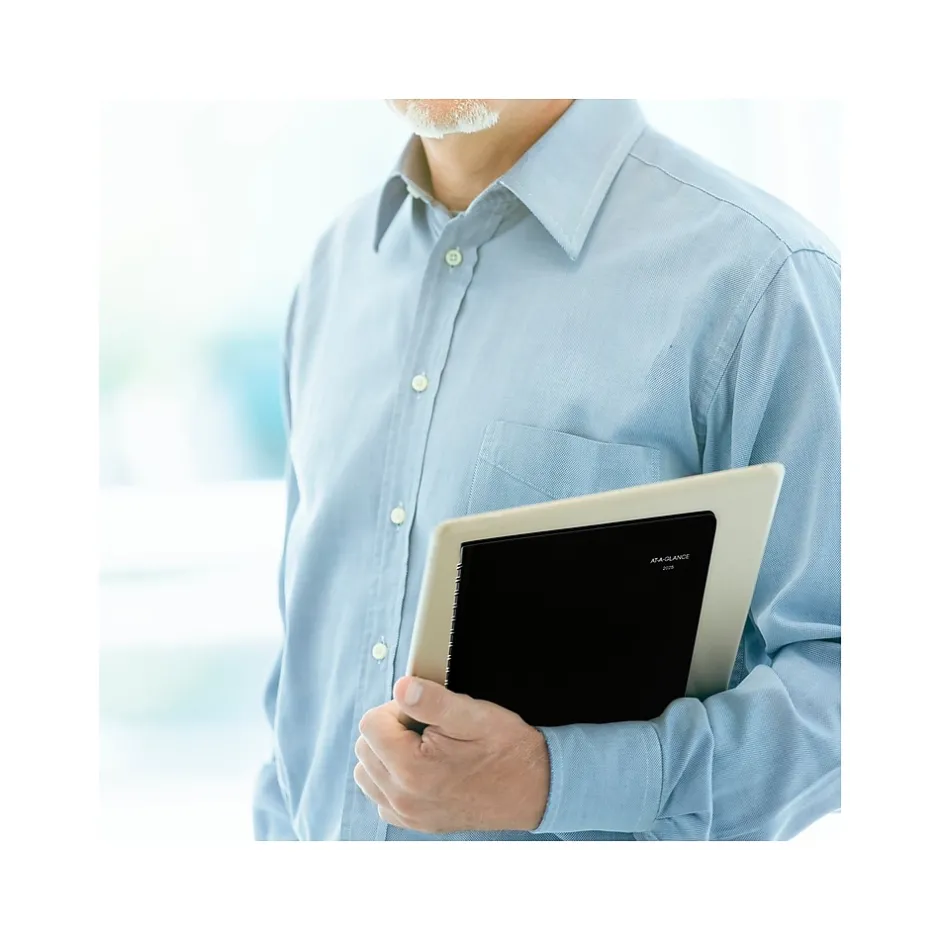 AT-A-GLANCE 2025 DayMinder 8" x 11" 4-Person Daily Appointment Book, Faux Leather Cover, Black (G560-00-25) Best