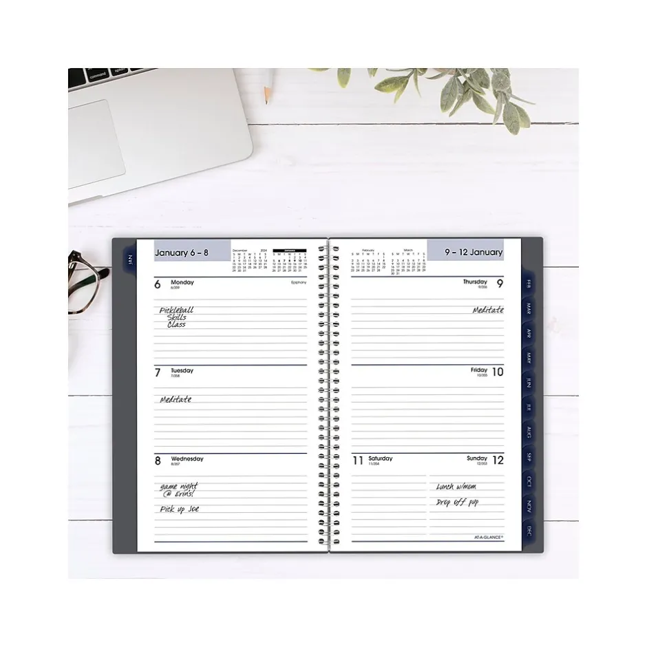 AT-A-GLANCE 2025 DayMinder 5" x 8" Weekly & Monthly Planner, Plastic Cover, Gray (GC200-07-25) New