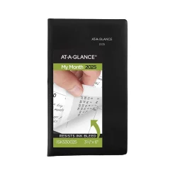 AT-A-GLANCE 2025 DayMinder 3.5" x 6" Monthly Planner, Plastic Cover, Black (SK53-00-25) Sale