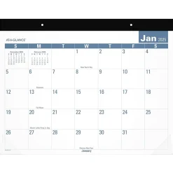 AT-A-GLANCE 2025 Easy-to-Read 21.75" x 17" Monthly Desk Pad Calendar, White/Blue (SKLP24-32-25) Sale