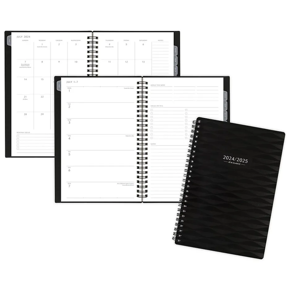 AT-A-GLANCE 2024-2025 Elevation 5.5" x 8.5" Academic Weekly & Monthly Planner, Poly Cover, Black (75-101P-05-25) Sale