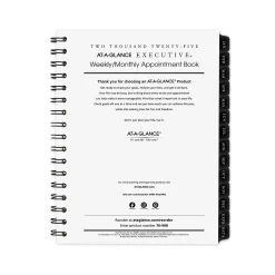 AT-A-GLANCE 2025 Executive 8.75" x 6.5" Weekly & Monthly Appointment Book Refill, White/Black (70-908-10-25) Best