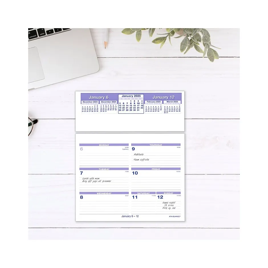 AT-A-GLANCE 2025 Flip-A-Week 7" x 5.5" Weekly Desk Calendar Refill, White/Blue (SW705X-50-25) Sale