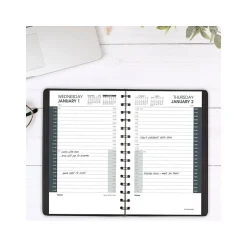 AT-A-GLANCE 2025 24-Hour 5" x 8" Daily Appointment Book Planner, Faux Leather Cover, Black (70-203-05-25) Online