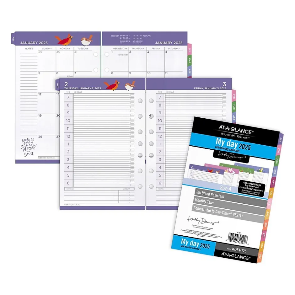 AT-A-GLANCE 2025 Kathy Davis 8.5" x 5.5" Daily & Monthly Planner Refill, Multicolor (KD81-125-25) Clearance