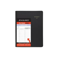AT-A-GLANCE 2025 Large Print 8.25" x 11" Weekly Appointment Book, Faux Leather Cover, Black (70-LP01-05-25) Clearance