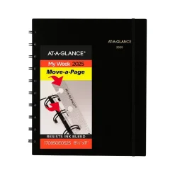 AT-A-GLANCE 2025 Move-a-Page 8.75" x 11" Weekly & Monthly Appointment Book, Poly Cover, Black (70-950E-05-25) New