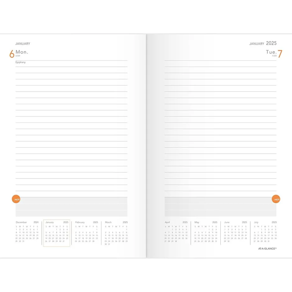 AT-A-GLANCE 2025 Plan. Write. Remember. 5" x 8.25" Daily Planner, Paperboard Cover, Brown/Orange (70-6201-30-25) Online