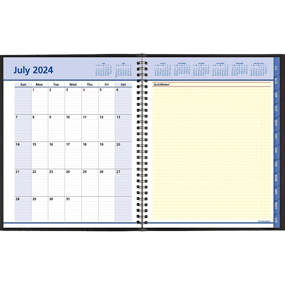 AT-A-GLANCE 2024-2025 QuickNotes 8" x 10" Academic Weekly & Monthly Planner, Faux Leather Cover, Black (76-11-05-25) Clearance