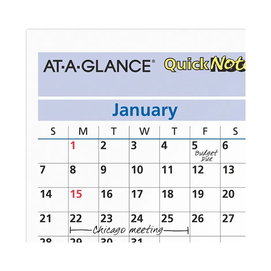 AT-A-GLANCE 2025 QuickNotes 16" x 12" Yearly/Monthly Wet-Erase Wall Calendar, Reversible (PM550B-28-25) Clearance