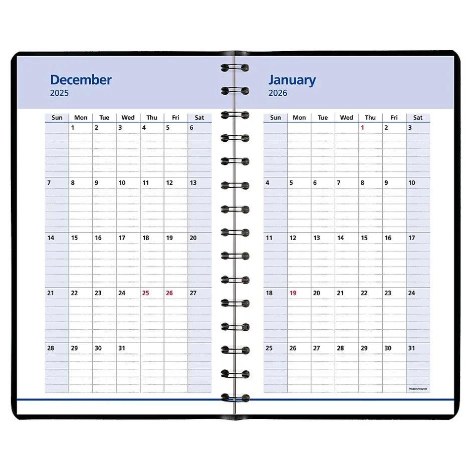 AT-A-GLANCE 2025 QuickNotes 5" x 8" Daily & Monthly Appointment Book, Faux Leather Cover, Black (76-04-05-25) Outlet