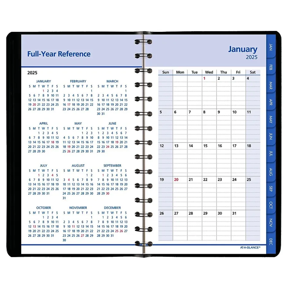 AT-A-GLANCE 2025 QuickNotes 5" x 8" Daily & Monthly Appointment Book, Faux Leather Cover, Black (76-04-05-25) Outlet