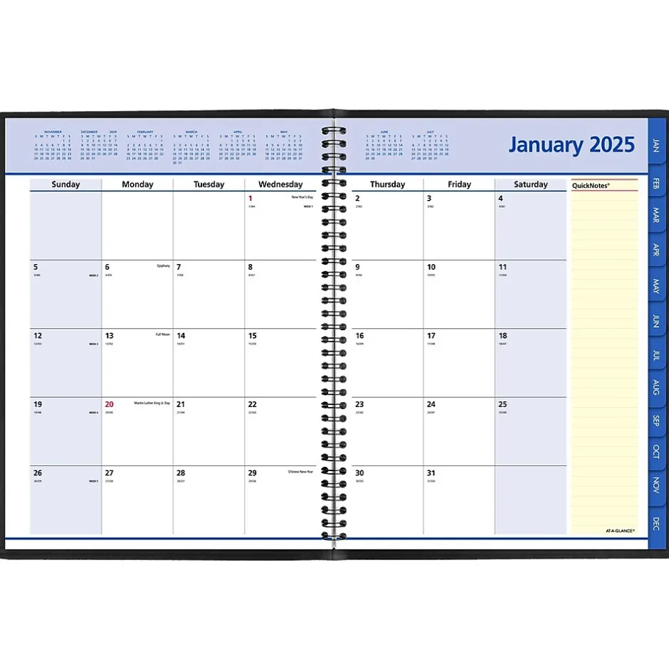 AT-A-GLANCE 2025 QuickNotes 8.25" x 11" Monthly Planner, Faux Leather Cover, Black (76-06-05-25)