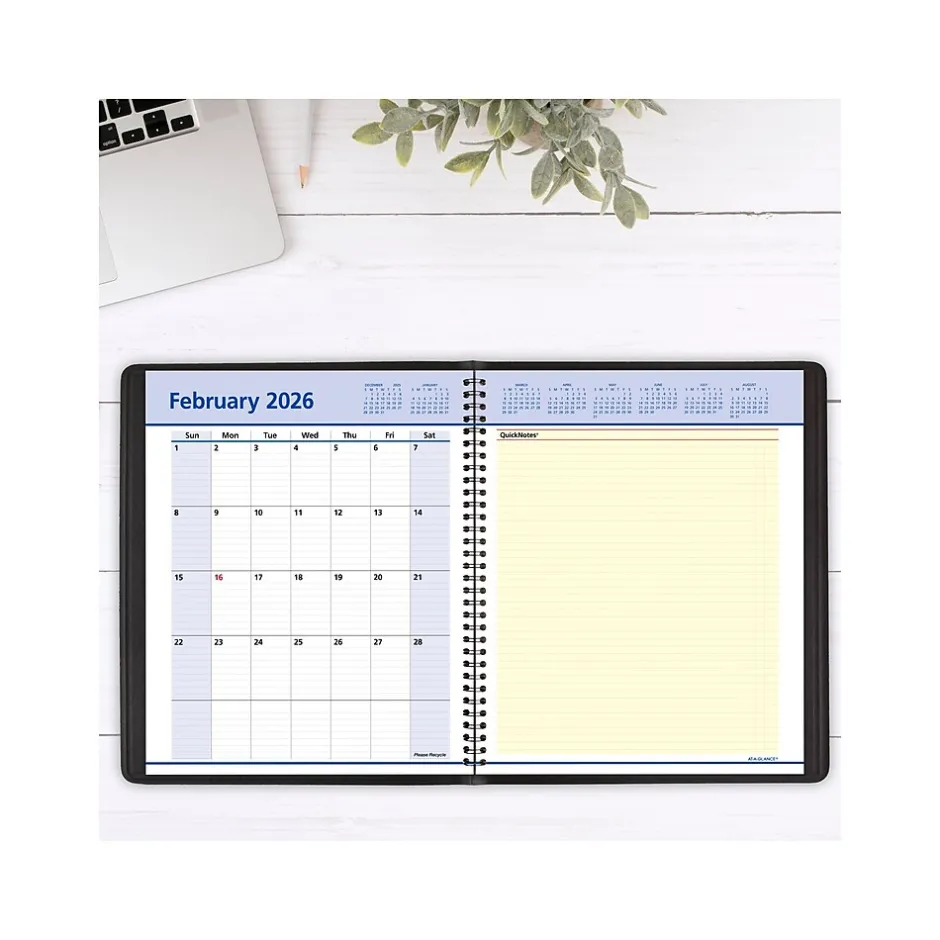 AT-A-GLANCE 2025 QuickNotes 8" x 10" Weekly & Monthly Appointment Book, Faux Leather Cover, Black (76-01-05-25) Discount