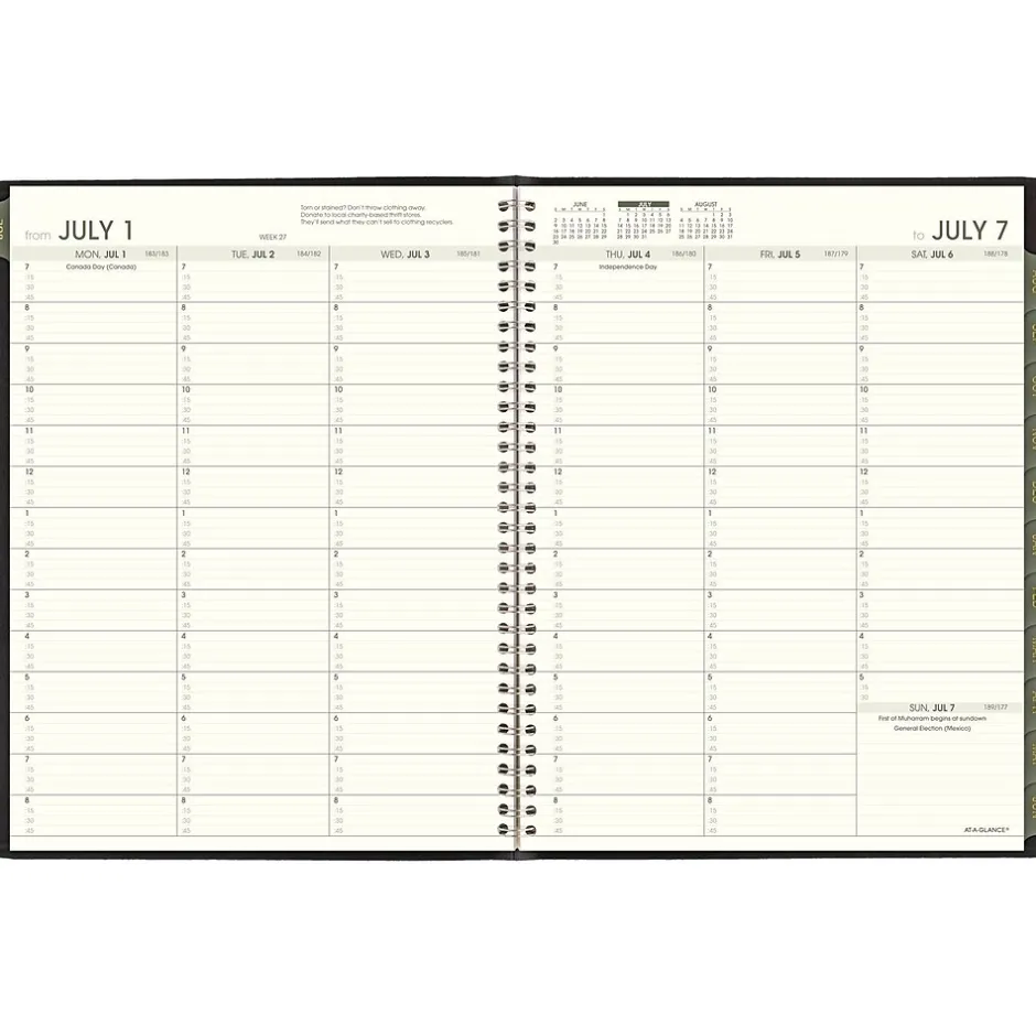 AT-A-GLANCE 2024-2025 Recycled 8.25" x 11" Academic Weekly & Monthly Appointment Book, Faux Leather Cover, Black Best