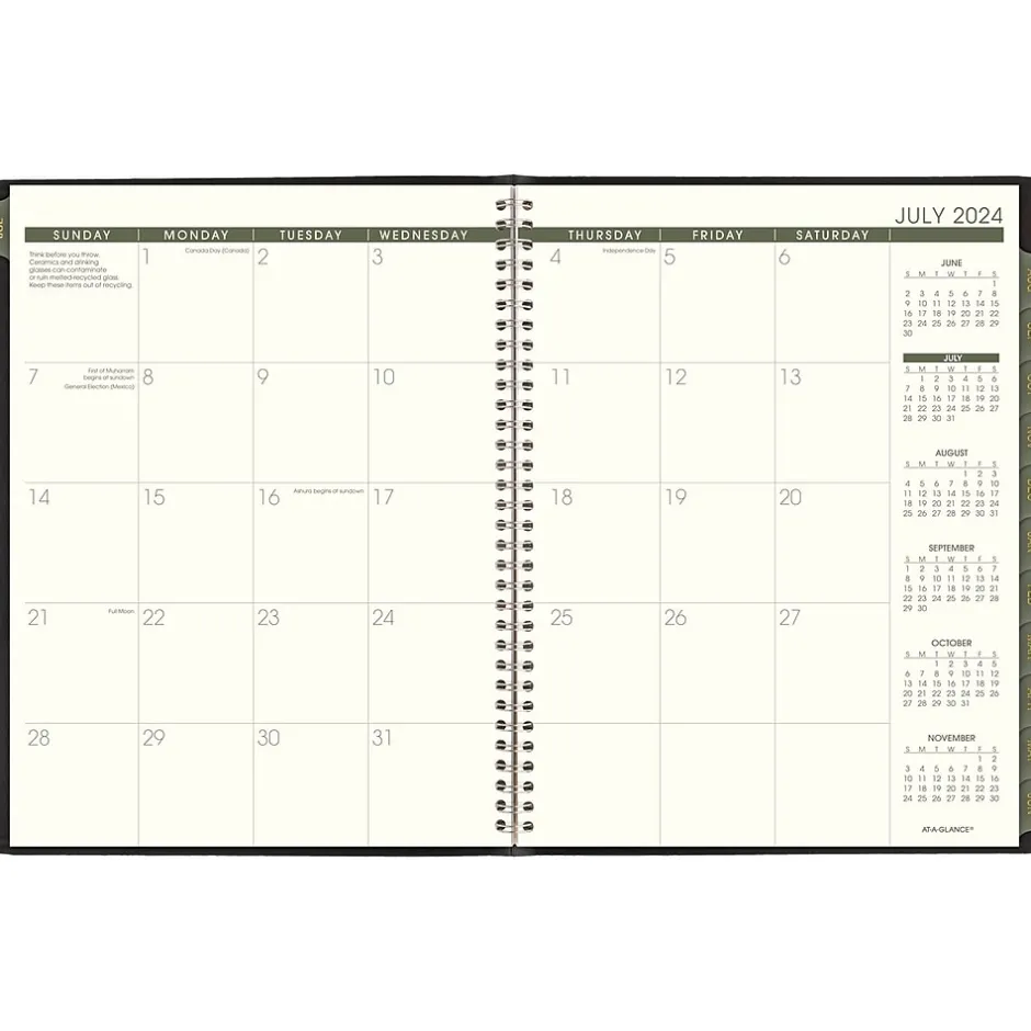 AT-A-GLANCE 2024-2025 Recycled 8.25" x 11" Academic Weekly & Monthly Appointment Book, Faux Leather Cover, Black Best