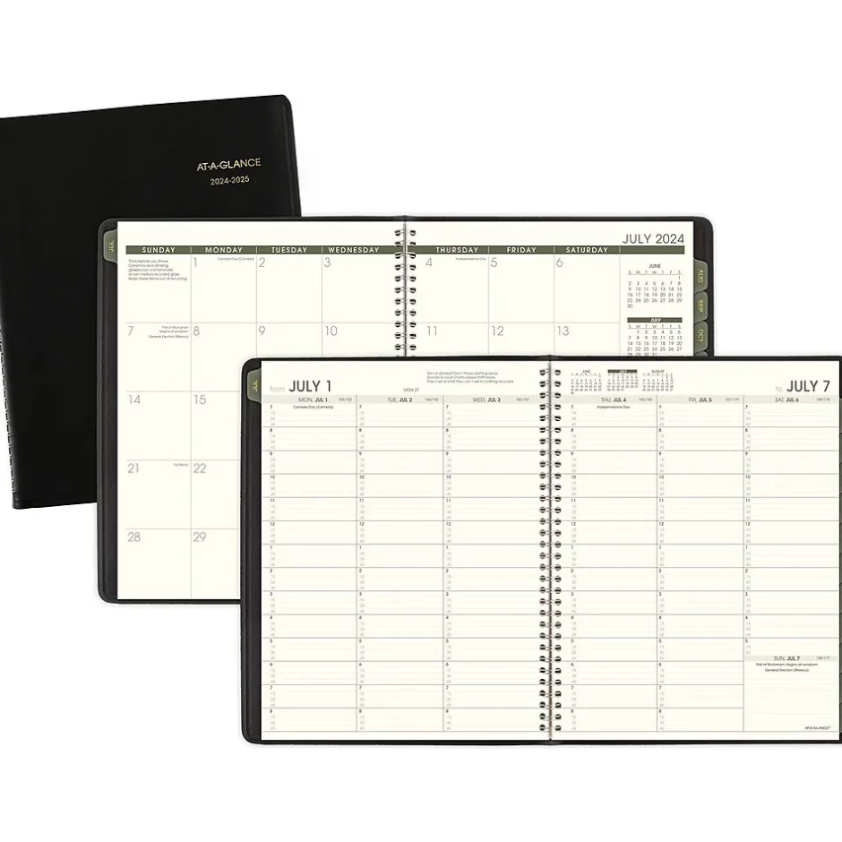 AT-A-GLANCE 2024-2025 Recycled 8.25" x 11" Academic Weekly & Monthly Appointment Book, Faux Leather Cover, Black Best