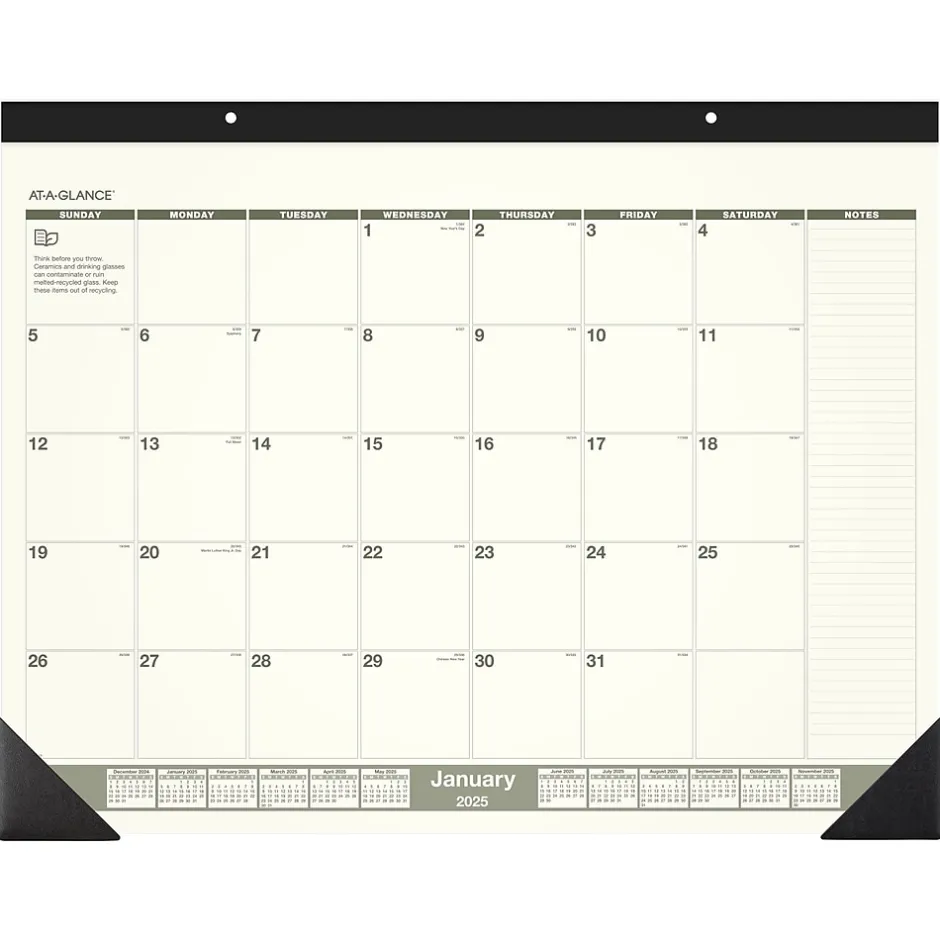 AT-A-GLANCE 2025 Recycled 21.75" x 17" Monthly Desk Calendar, Green/Black (SK32G-00-25) Sale