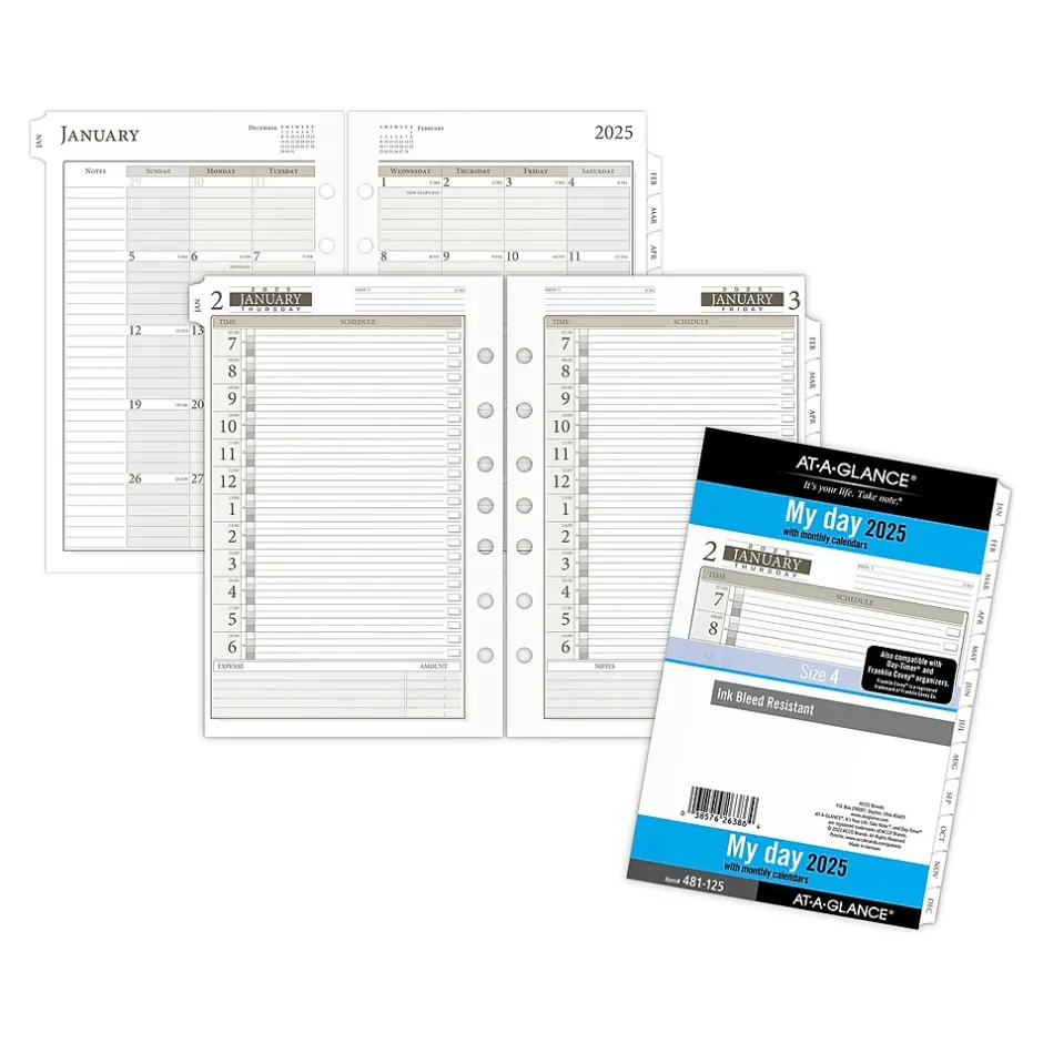 AT-A-GLANCE 2025 Seascapes 8.5" x 5.5" Daily & Monthly Planner Refill, White/Brown (481-125-25) Hot