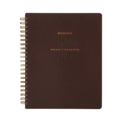 AT-A-GLANCE 2024-2025 Signature 8.5" x 11" Academic Weekly & Monthly Planner, Faux Leather Cover, Distressed Brown New