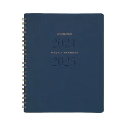 AT-A-GLANCE 2024-2025 Signature 8.5" x 11" Academic Weekly & Monthly Planner, Faux Leather Cover, Navy (YP905A-20-25) Online