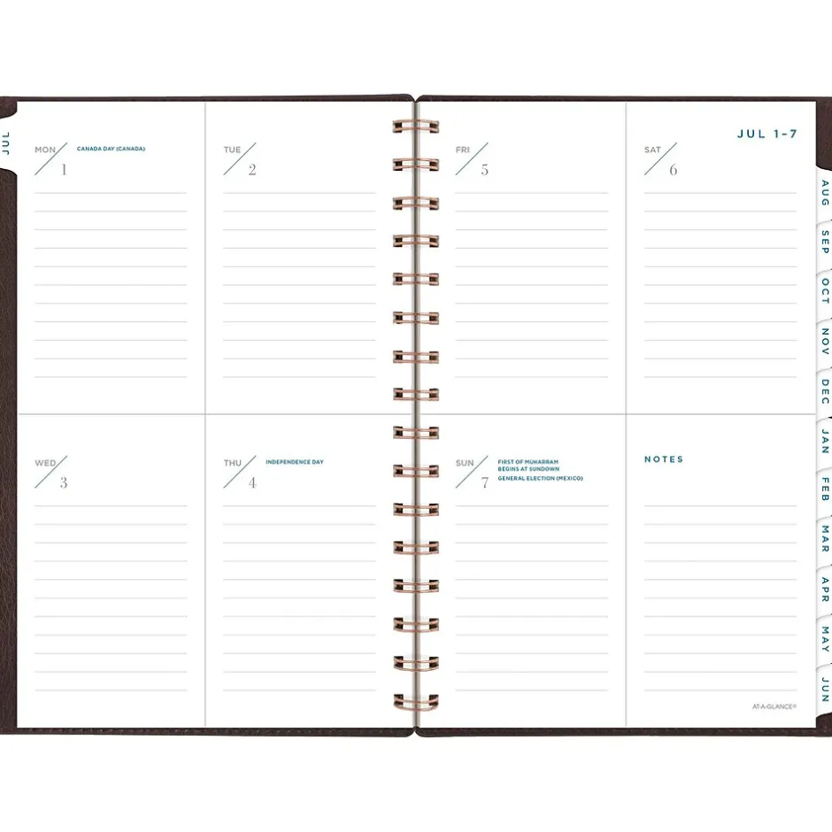 AT-A-GLANCE 2024-2025 Signature 5.5" x 8.5" Academic Weekly & Monthly Planner, Faux Leather Cover, Brown (YP200A-09-25) Hot
