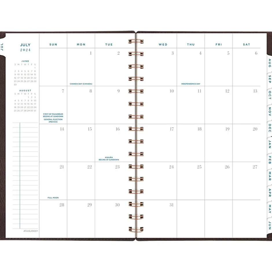 AT-A-GLANCE 2024-2025 Signature 5.5" x 8.5" Academic Weekly & Monthly Planner, Faux Leather Cover, Brown (YP200A-09-25) Hot