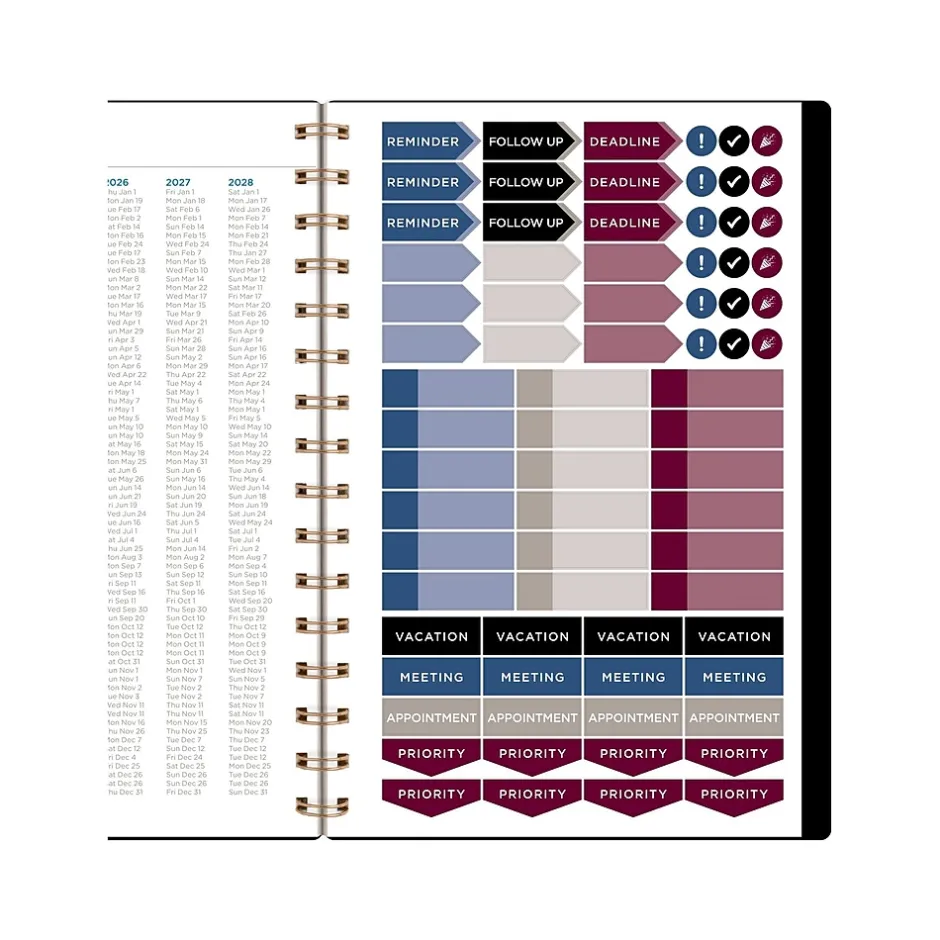 AT-A-GLANCE 2025 Signature Lite 5.5" x 8.5" Weekly & Monthly Planner, Poly Cover, Black (YP200L-05-25)