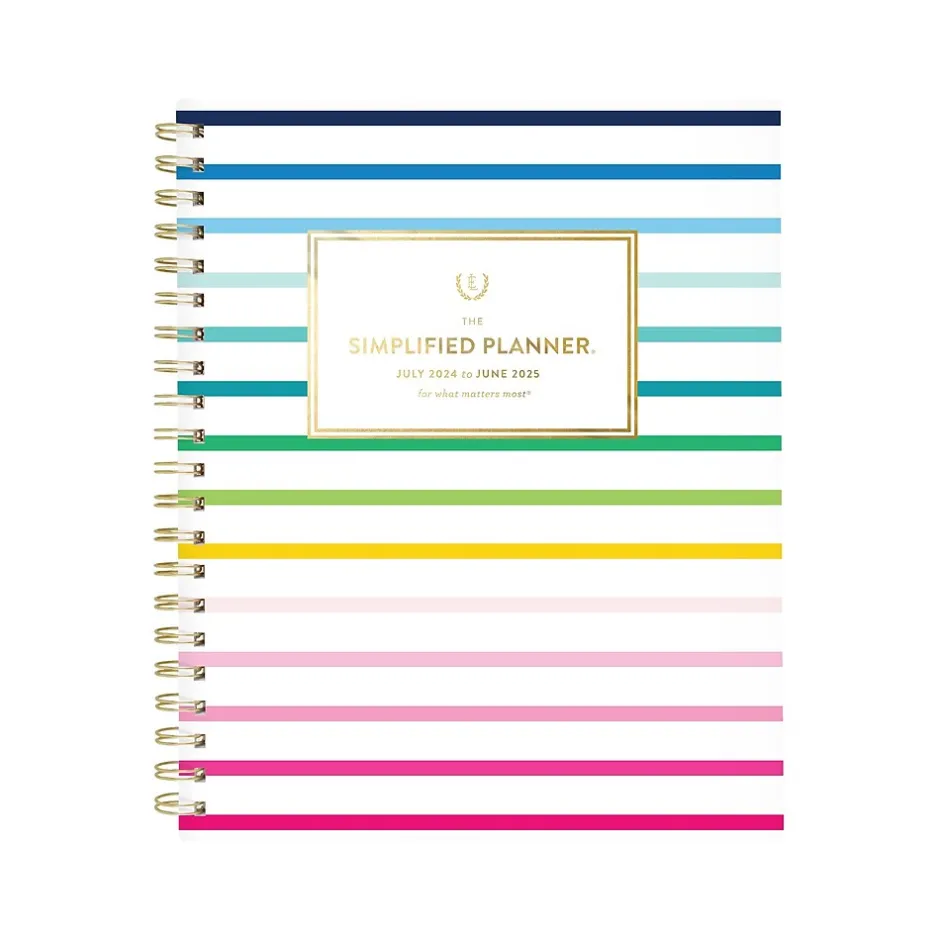 AT-A-GLANCE 2024-2025 Simplified by Emily Ley Happy Stripe 8.5" x 11" Academic Weekly & Monthly Planner, Poly Cover Discount