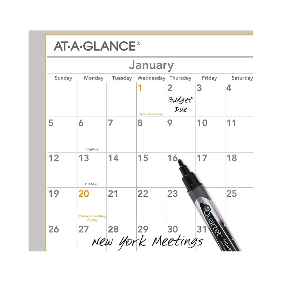 AT-A-GLANCE 2025 WallMates 24" x 18" Yearly Dry-Erase Wall Calendar, White/Gray (AW5060-28-25) Best