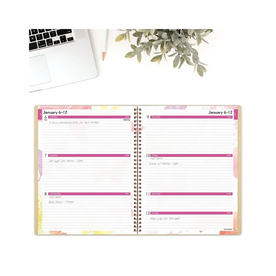 AT-A-GLANCE 2025 Watercolors 8.5" x 11" Weekly & Monthly Planner, Paper Cover, Multicolor (791-905G-25) Hot
