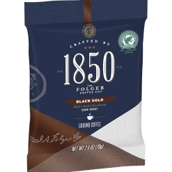 Coffee<1850 Black Gold Ground Coffee, Fraction Pack, Dark Roast, 2.5 oz., 24/Carton (SMU02151)