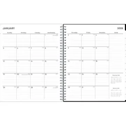 Blue Sky 2025 Analeis 8" x 10" Monthly Planner, Plastic Cover, White/Black (100004-25)