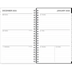Blue Sky 2025 Analeis 5" x 8" Weekly & Monthly Planner, Plastic Cover, White/Black (100003-25)