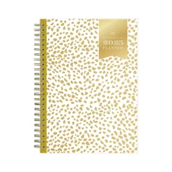 Blue Sky 2025 Day Designer Gold Spotty 5.88" x 8.63" Weekly & Monthly Planner, Plastic Cover, White/Gold (148133) New