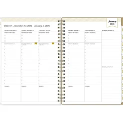 Blue Sky 2025 Day Designer Gold Spotty 5.88" x 8.63" Weekly & Monthly Planner, Plastic Cover, White/Gold (148133) New