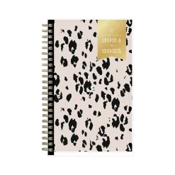 Blue Sky 2024-2025 Day Designer Painted Leopard Gray 5" x 8" Academic Weekly & Monthly Planner, Plastic Cover, Black/Gray Clearance