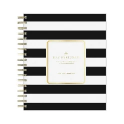 Blue Sky 2024-2025 Day Designer Rugby Stripe 8" x 10" Academic Daily & Monthly Planner, Black/White (144875) New