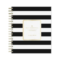 Blue Sky 2024-2025 Day Designer Rugby Stripe 8" x 10" Academic Daily Planner, Plastic Cover, White/Black (137885-A25) Hot