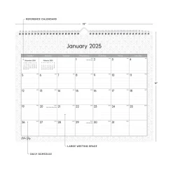 Blue Sky 2025 Enterprise 15" x 12" Monthly Wall Calendar, White/Gray (111292-25) New