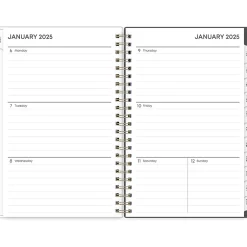 Blue Sky 2025 Hadley 5" x 8" Weekly & Monthly Planner, Plastic Cover, Gray/White (150782) Clearance