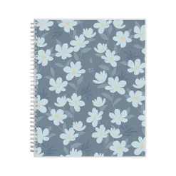 Blue Sky 2025 inkWELL Press Twilight Blooms 8.5" x 11" Weekly & Monthly Planner, Plastic Cover, Blue/Yellow (152447) Clearance