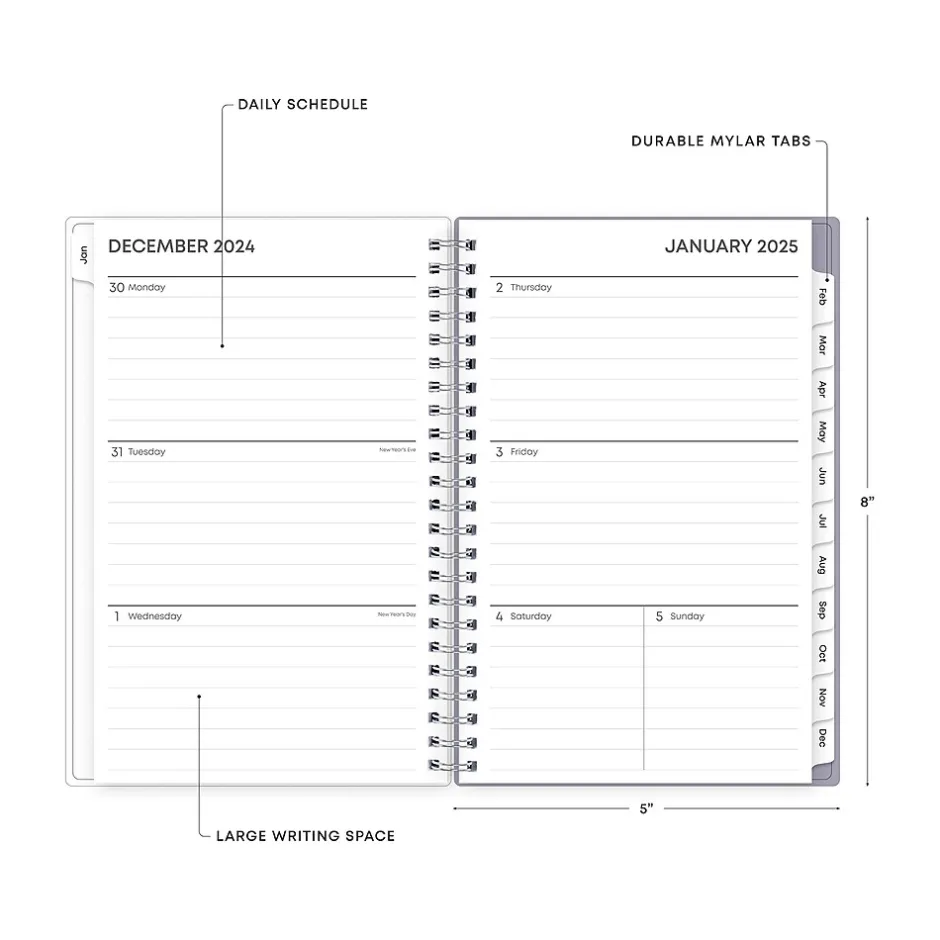 Blue Sky 2025 Rue Du Flore 5" x 8" Weekly & Monthly Planner, Plastic Cover, Green/Purple (101603-25) Hot