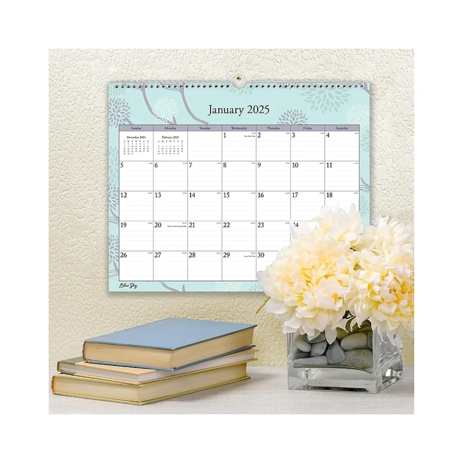 Blue Sky 2025 Rue Du Flore 15" x 12" Monthly Wall Calendar, Blue/Purple (101611-25) Hot